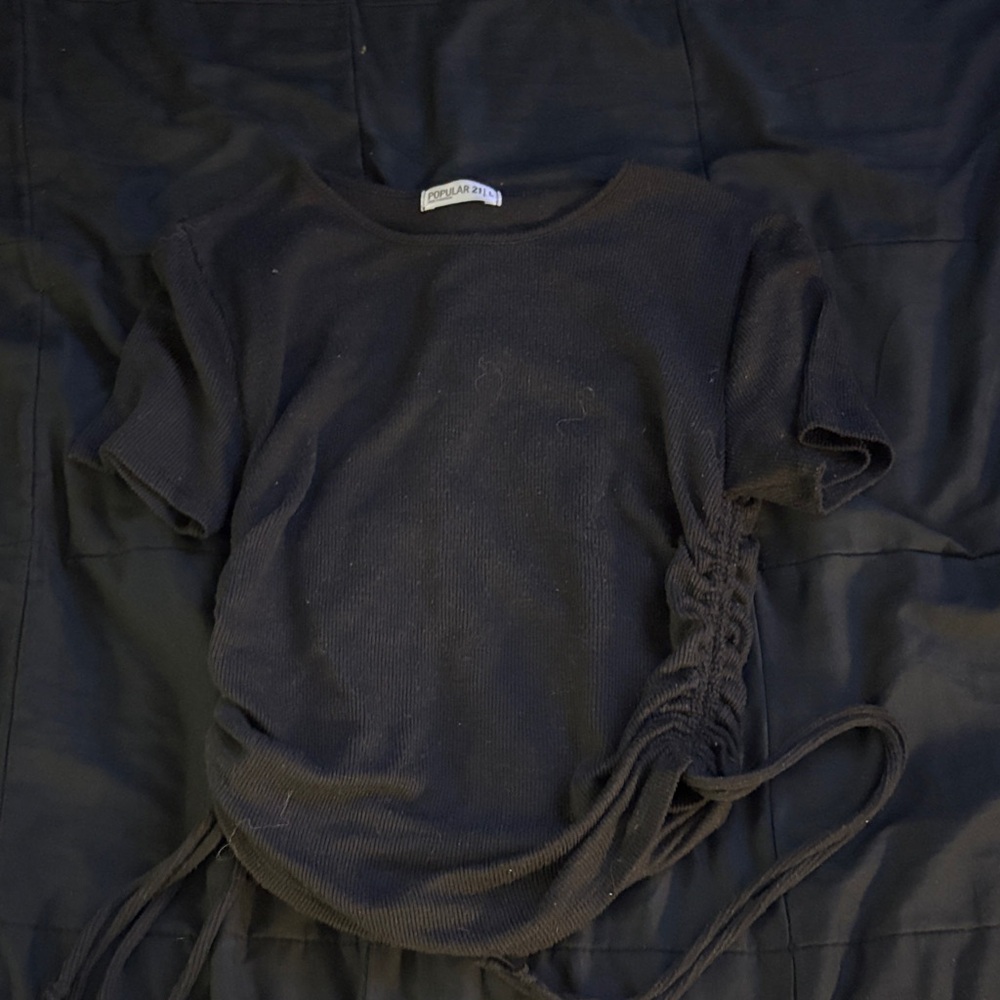 Black Ruched T-Shirt